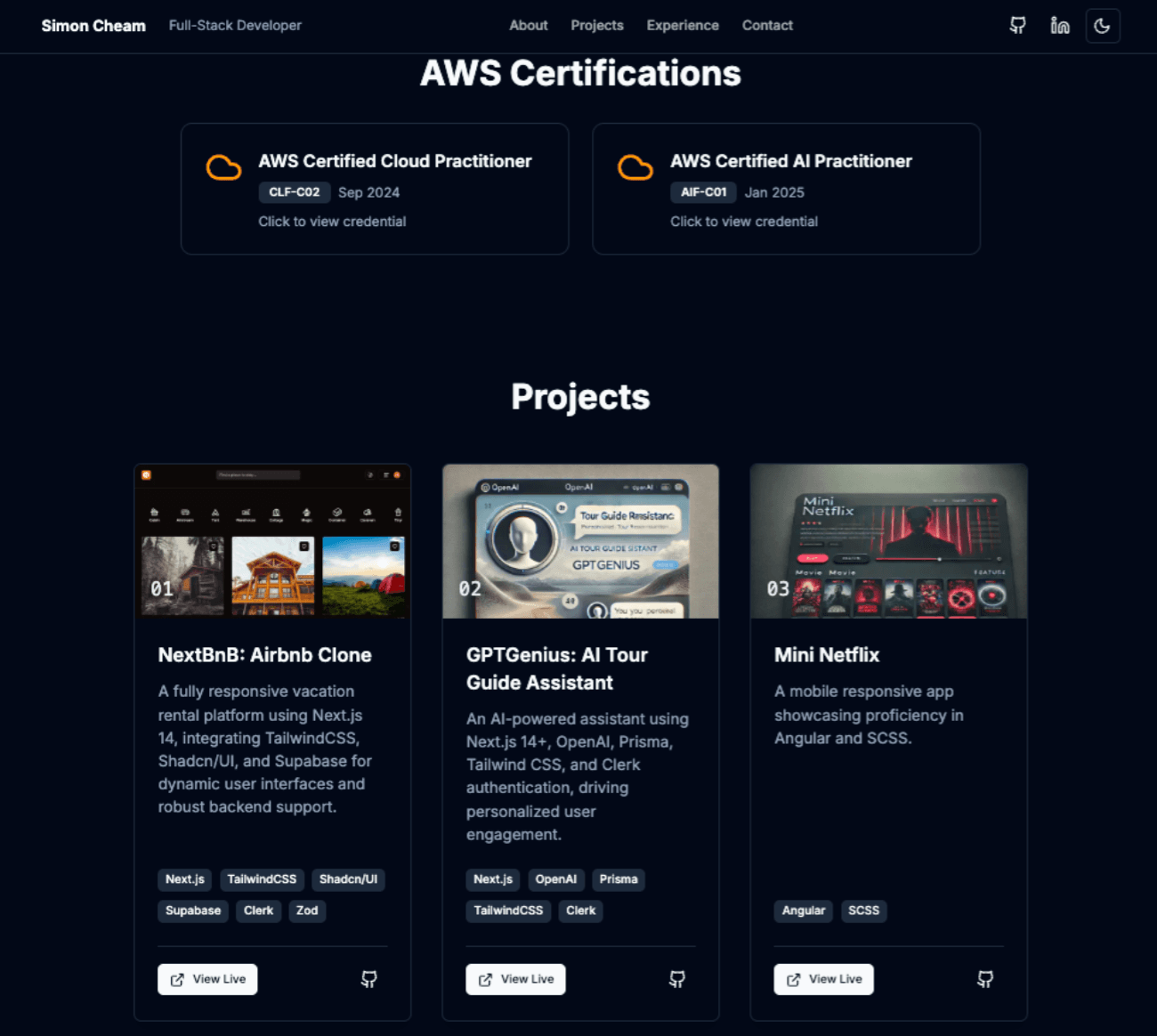 Portfolio Website with AWS Serverless Backend